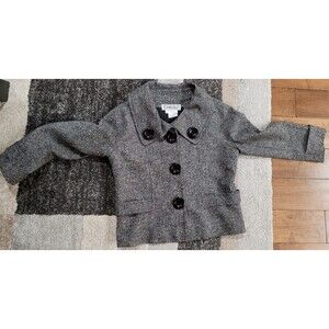 Vintage Carlisle Blazer Womens Tweed Wool Blend Grey Jacket Suit Coat US 10